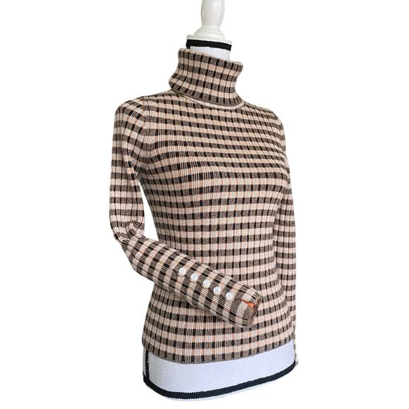 Anthropologie Maeve Striped Turtle Neck Jumper Sz S Brown Tan Indie Retro 70s - Picture 10 of 15